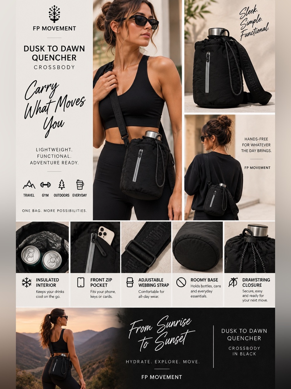 Free People Whipped Black Crossbody Pouch NEW